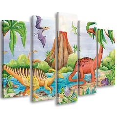Seinapilt Dinosaurused järve ääres цена и информация | Картины, живопись | kaup24.ee