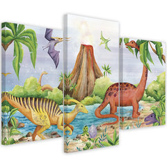 Seinapilt Dinosaurused järve ääres цена и информация | Картины, живопись | kaup24.ee