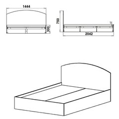 Кровать Компанит, 140х200 см, коричневая цена и информация | Кровати | kaup24.ee