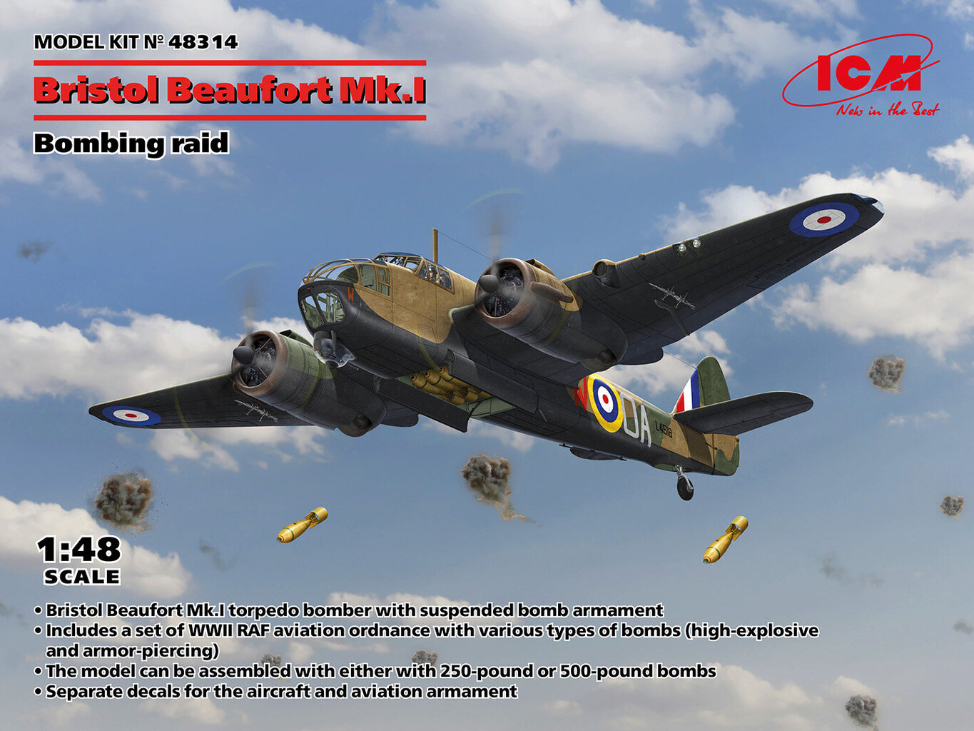 Liimitav mudel ICM 48314 Bristol Beaufort Mk.I. Bombing raid 1/48 цена |  kaup24.ee