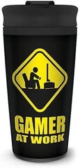 Gamer At Work - Caution Sign Metal Travel Mug кружка цена и информация | Атрибутика для игроков | kaup24.ee