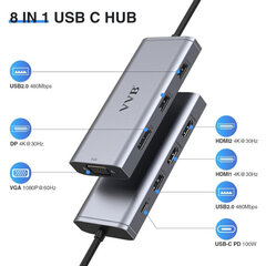 Adapter Hoplaza – 9 in 1 HC-Y16 hind ja info | USB jagajad, adapterid | kaup24.ee