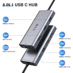 Разветвитель-концентратор Hoplaza - 9 в 1 HC-Y16 цена и информация | Адаптеры и USB-hub | kaup24.ee