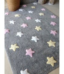 Стираемый хлопковый ковер Tricolor Stars Grey-Pink 120x160cм цена и информация | Коврики | kaup24.ee