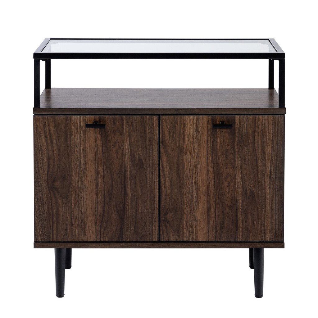 Kummut/abilaud Walker Edison Modern glass, Dark Walnut hind ja info | Kummutid | kaup24.ee