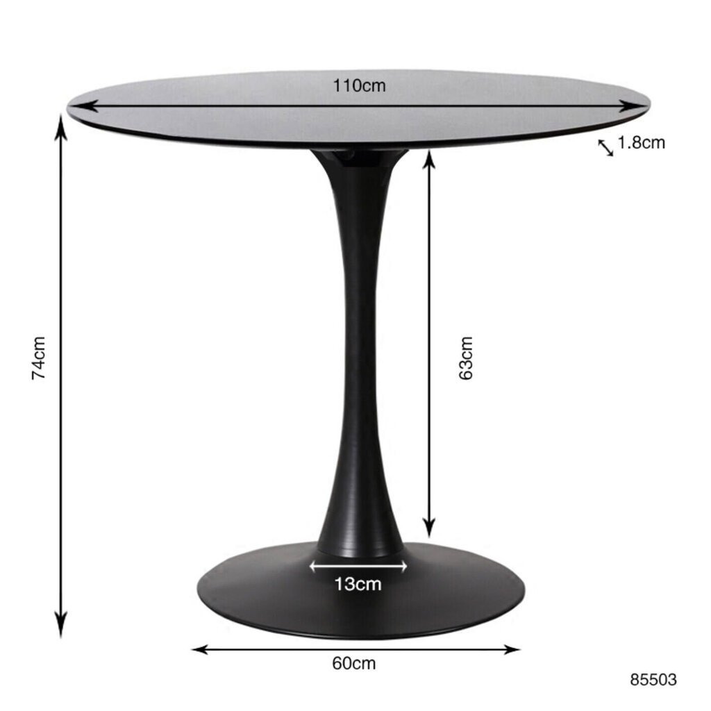 Laud "Schickeria", Must Ø110 cm цена и информация | Köögi- ja söögilauad | kaup24.ee