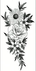 Врменные татуировки с цветком, xuanmeijingpindian, черные, 5шт цена и информация | Кисти для макияжа, спонжи | kaup24.ee