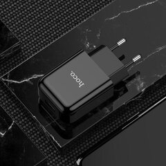 Универсальное зарядное устройство Hoco N2 USB / 5V / 2.4A + USB-C провод, 1 м черное цена и информация | Зарядные устройства для телефонов | kaup24.ee