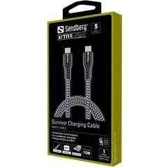 Sandberg 441-38 Survivor USB-C- USB-C kaabel 1M hind ja info | Mobiiltelefonide kaablid | kaup24.ee
