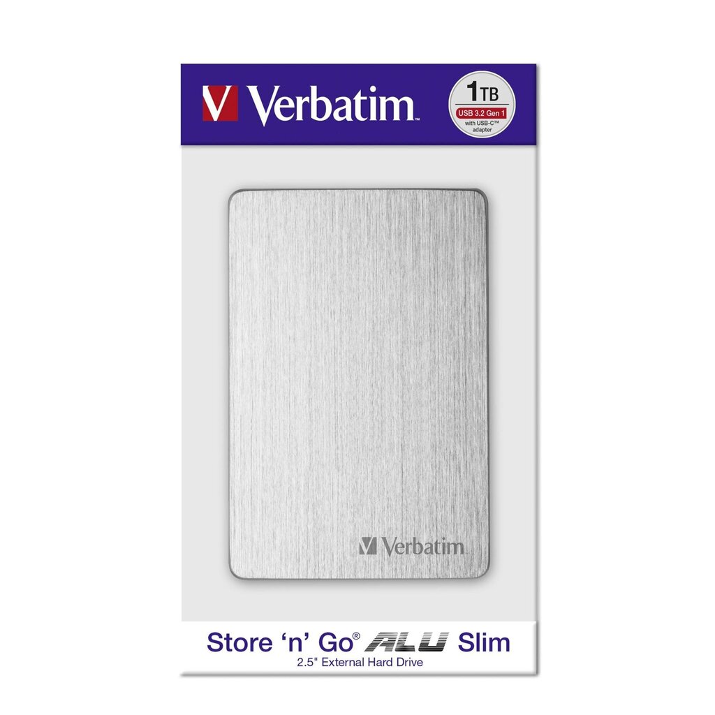 Verbatim kõvaketas Store n Go 2.5" ALU 1TB USB 3.2 Gen 1 hõbedane цена и информация | Välised kõvakettad (SSD, HDD) | kaup24.ee