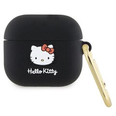 Hello Kitty HKA33DKHSK Airpods 3 cover czarny|black Silicone 3D Kitty Head цена и информация | Аксессуары для наушников | kaup24.ee