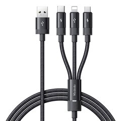 3in1 USB to USB-C | Lightning | Micro USB Cable, Mcdodo CA-5790, 3.5A, 1.2m (black) hind ja info | Mobiiltelefonide kaablid | kaup24.ee