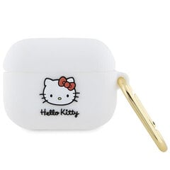 Силиконовый чехол Hello Kitty с 3D-головой котенка для AirPods Pro 2 (2022/2023) — белый цена и информация | Аксессуары для наушников | kaup24.ee