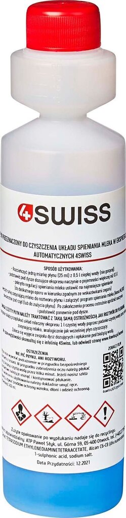 4Swiss Piimasüsteemi puhastusvedelik, 250 ml цена и информация | Kohvimasinate lisatarvikud | kaup24.ee