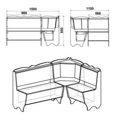 Кухонный уголок Родос, коричневый цена и информация | Комплекты мебели для столовой | kaup24.ee
