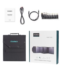 Päikesepatareiga laadija, Choetech SC009-V21, 100 W, USB-C 2xUSB PD QC, must hind ja info | Päikeseenergiajaamade osad | kaup24.ee