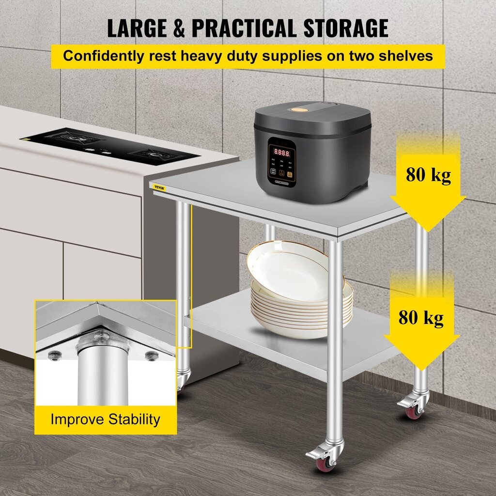 Laud Vevor, 91x60x82 cm hind ja info | Köögi- ja söögilauad | kaup24.ee