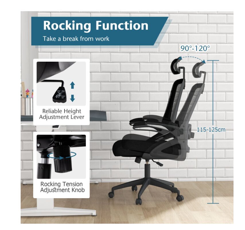 Ergonoomiline kontoritool Costway, must цена и информация | Kontoritoolid | kaup24.ee