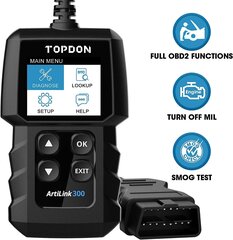 Topdon OBD2 Диагностическое устройство AL300 AUTO Universal Then Arror Error Codelease с полными функциями OBD2, кодами считывания и удаления для выключения света управления двигателем цена и информация | Дополнительные принадлежности | kaup24.ee