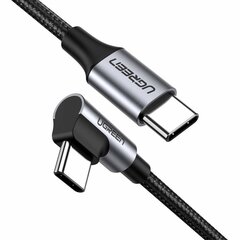 UGREEN US255 USB-C to USB-C Elbow cable, 3A, 60W, 0.5m (Black) цена и информация | Кабели и провода | kaup24.ee