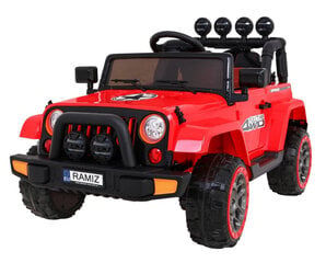 Kahekohaline elektriauto lastele Ramiz Jeep Full Time 4WD, punane цена и информация | Электромобили для детей | kaup24.ee