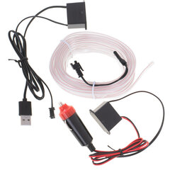 Окружающее освещение для автомобиля светодиодное, с USB, 5 м, белый цена и информация | Автомобильные лампочки | kaup24.ee