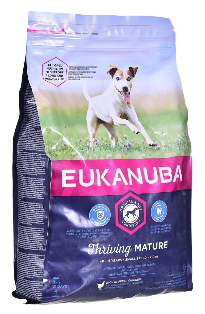 Eukanuba Thriving Mature väikest tõugu täiskasvanud koertele koos kanaga, 3 kg цена и информация | Kuivtoit koertele | kaup24.ee