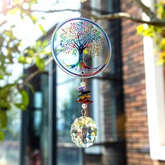 HYALINE & DORA Crystal Rainbow Suncatcher Стеклянные украшения Древа жизни, подвесные бусины из чакры для окон цена и информация | Детали интерьера | kaup24.ee