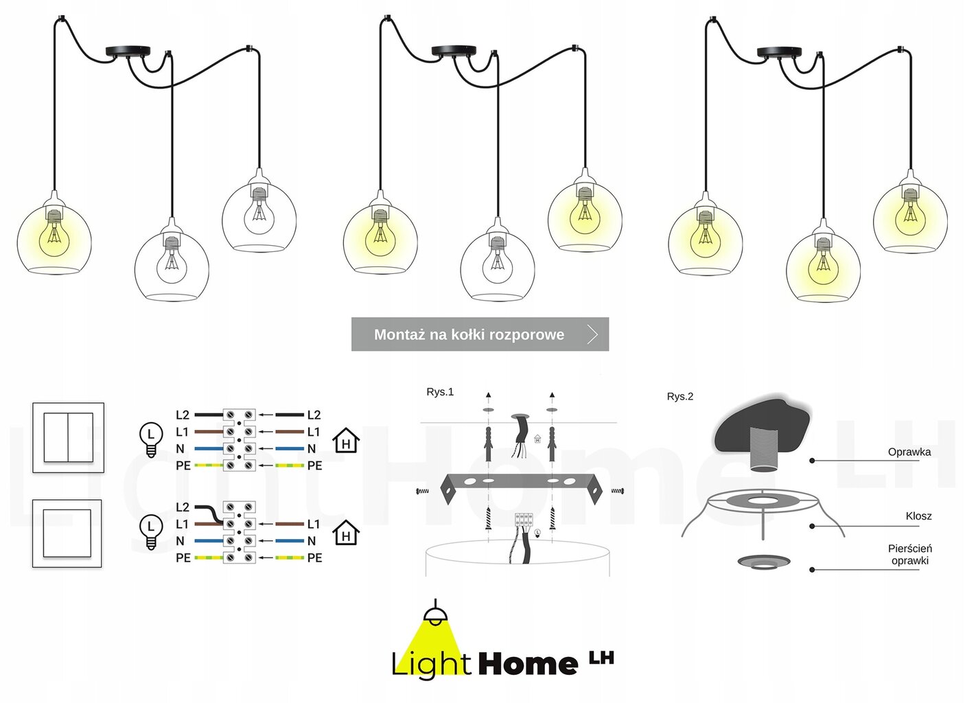 LightHome ripplamp SpiderTimber hind ja info | Rippvalgustid | kaup24.ee