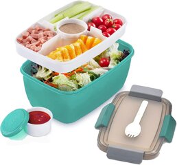 MUJUZE Box, ланч-бокс с двухъярусными отделениями, коробка для салата в комплекте, экологичный, герметичный, без BPA цена и информация | Посуда для хранения еды | kaup24.ee