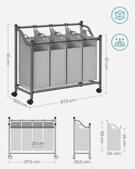 Pesukast 4 kambriga Songmics LSF005GS, hall hind ja info | Vannitoa sisustuselemendid ja aksessuaarid | kaup24.ee