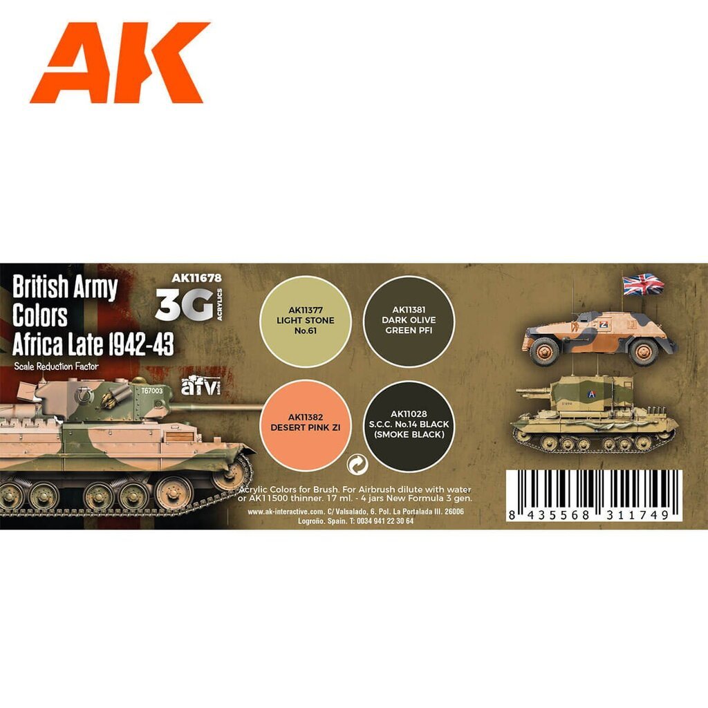 Akrüülvärv AK Interactive AK11678 – British Army Colors Africa, 1942-43 hind ja info | Kunstitarbed, voolimise tarvikud | kaup24.ee