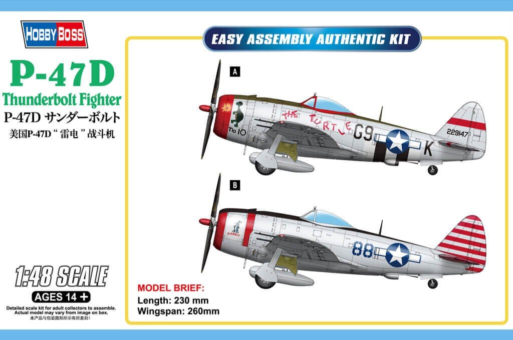 Mudel Hobby Boss HB85811 - P-47D Thunderbolt, 1/48 цена и информация | Liimitavad mudelid | kaup24.ee