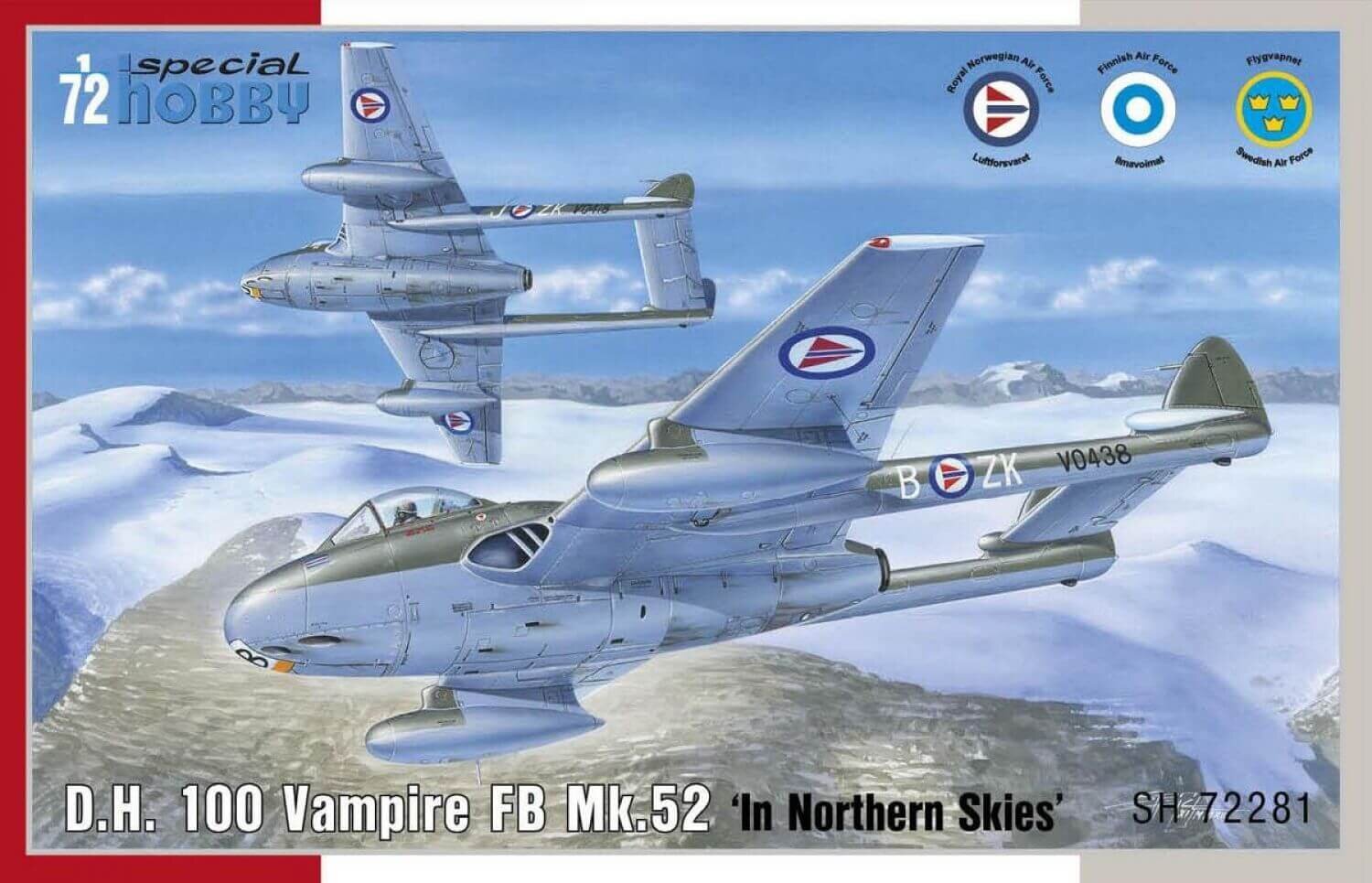 Special Hobby SH72281 - DH100 Vampire FB Mk,52 Over Northern Sky, 1/72 цена и информация | Liimitavad mudelid | kaup24.ee