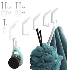 Крючки для ванной комнаты C108, белые, 5 шт.  цена и информация | Аксессуары для ванной комнаты | kaup24.ee