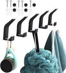 Крючки для ванной комнаты, 5 шт. C108, черный цена и информация | Аксессуары для ванной комнаты | kaup24.ee