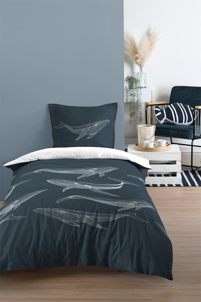 Stof voodipesukomplekt Whales, 140x200, 2-osaline hind ja info | Voodipesu | kaup24.ee