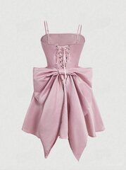 Платье на бретельках со шнуровкой сзади и большим бантом для женщин Electronics LV-120004, розовое цена и информация | Платья | kaup24.ee