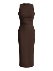 Облегающее однотонное платье со складками на талии, Electronics LV-120016, шоколадно-коричневый, 1 шт цена и информация | Платья | kaup24.ee