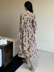 Женское платье с цветочным принтом и V-образным вырезом, Electronics LV-120025, абрикосовый, 1 шт цена и информация | Платья | kaup24.ee
