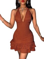 Женское летнее платье с глубоким декольте и с открытой спиной, Electronics LV-120046, коричневый, 1 шт цена и информация | Платья | kaup24.ee