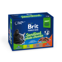 Brit Premium Cat Sterilised Plate влажный корм для стерилизованных кошек, 12х100 г. цена и информация | Кошачьи консервы | kaup24.ee