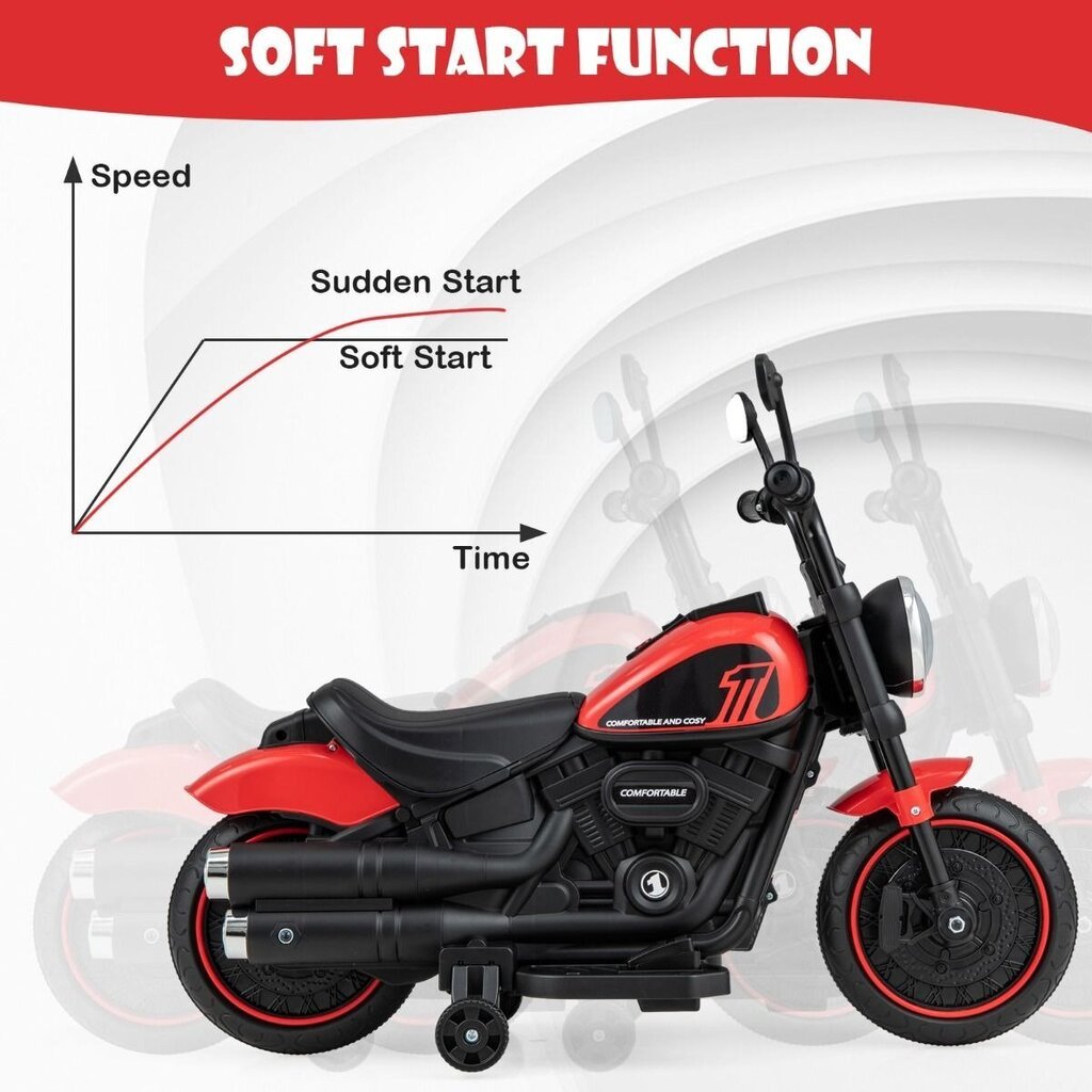 Laste ühekohaline elektrimootorratas Costway, punane hind ja info | Laste elektriautod | kaup24.ee
