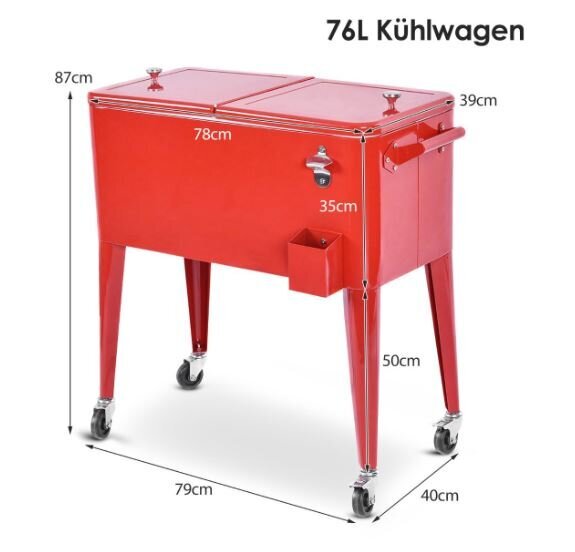 Külmakast 76L Costway, punane hind ja info | Külmakastid, külmakotid, külmaelemendid | kaup24.ee