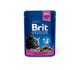 Brit Premium Chicken&Turkey konserv kassidele, 100 g x 12 tk hind ja info | Konservid kassidele | kaup24.ee