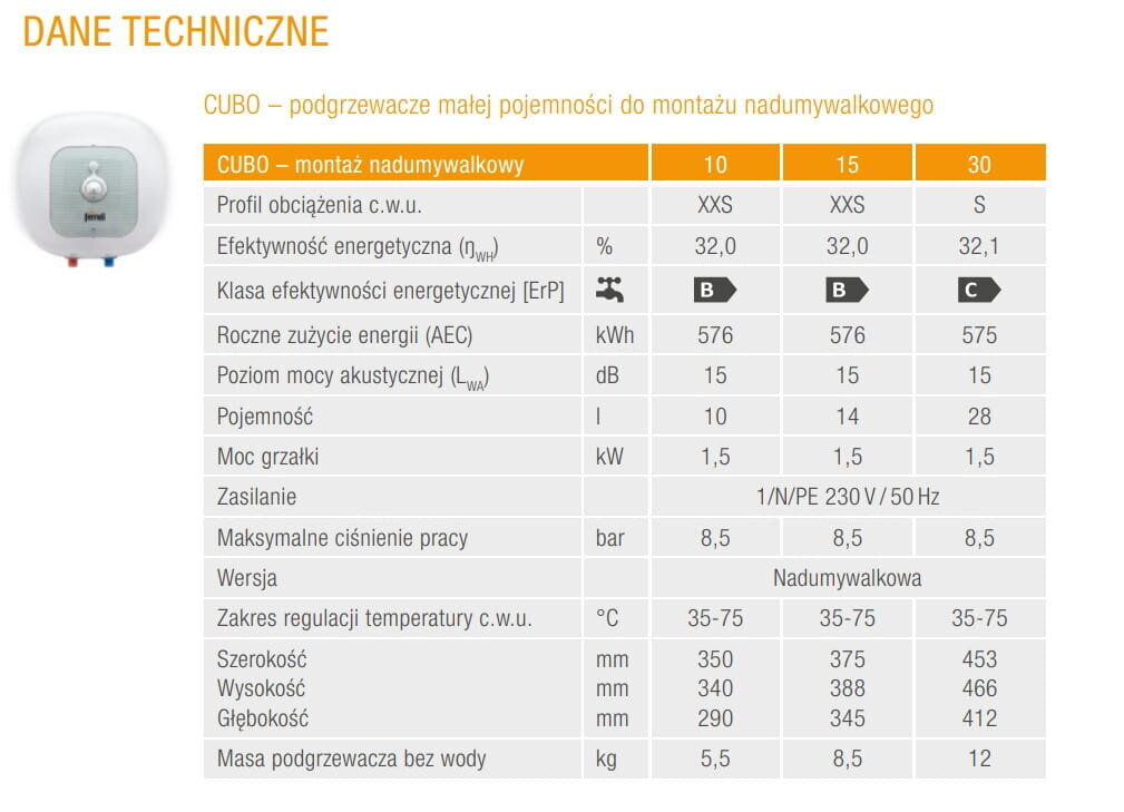 Elektriboiler 15L 1500 W kraanikausi kohal FERROLI CUBO 15 цена и информация | Boilerid | kaup24.ee