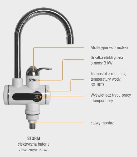 FERROLI köögisegisti veeboileriga, STROM LCD ekraan цена и информация | Boilerid | kaup24.ee