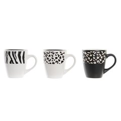 Кружка Mug DKD Home Decor Чёрный Белый Колониальный Керамика Джунгли (200 ml) (3 штук) цена и информация | Стаканы, фужеры, кувшины | kaup24.ee