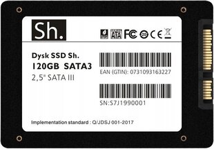 Sh.SSD 120GB SATA3 2,5" SATA III цена и информация | Внутренние жёсткие диски (HDD, SSD, Hybrid) | kaup24.ee