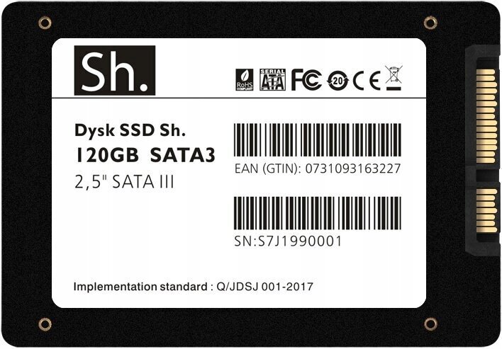 Sh.SSD 120GB SATA3 2,5" SATA III цена и информация | Sisemised kõvakettad (HDD, SSD, Hybrid) | kaup24.ee